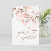 Rosa Blume Herz & Geburtstag Einladung Hochzeit (Stehend Vorderseite)