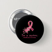 Rosa Blume Herz Ich bin ein Überlebender Breastkre Button (Vorne & Hinten)