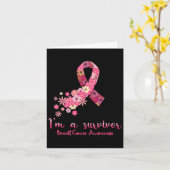Rosa Blume Herz Ich bin ein Überlebender Breastkre Karte (Gelbe Blume)