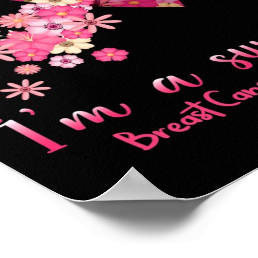 Rosa Blume Herz Ich bin ein Überlebender Breastkre Poster (Ecke)