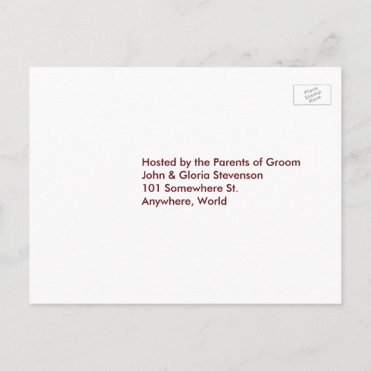 Rosa Blume, Herz, Rings UAWG Probe Abendessen Einladungspostkarte (Rückseite)