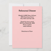 Rosa Blume, Herzrahmen, Rings Probe Abendessen Einladung (Rückseite)