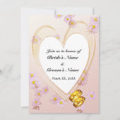 Rosa Blume, Herzrahmen, Rings Probe Abendessen Einladung (Vorderseite)