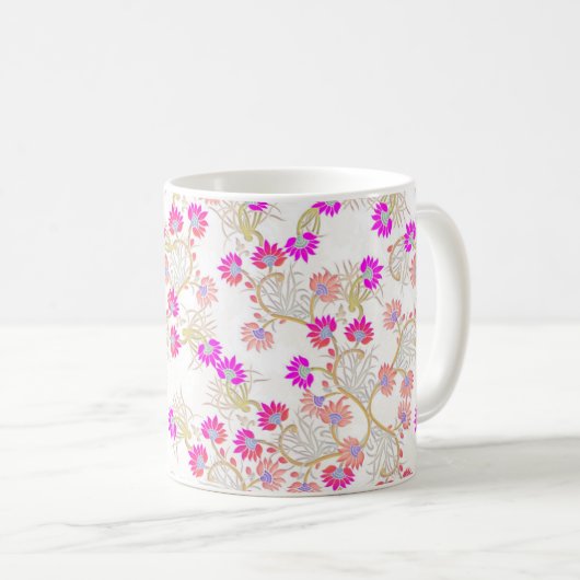 Rosa Blume Hintergrund Kaffeetasse (VorderseiteRechts)