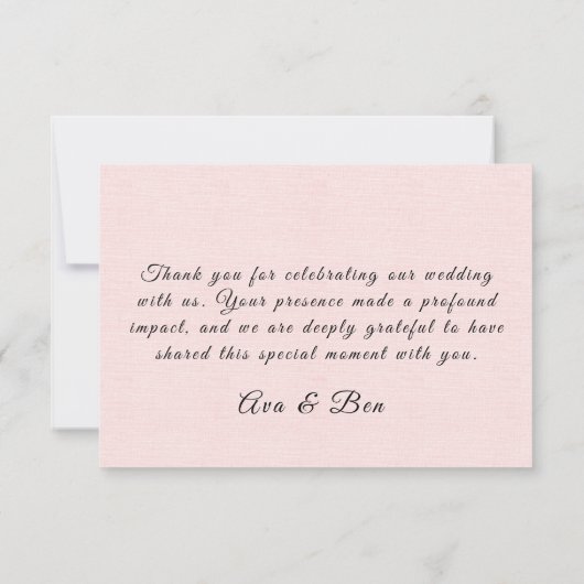 Rosa Blume Hochzeit des Wasserrochen Dankeskarte (Rückseite)