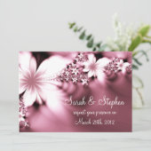 Rosa Blume Hochzeit Einladung (Stehend Vorderseite)