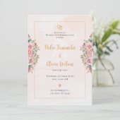 Rosa Blume Hochzeit Einladung (Stehend Vorderseite)