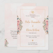 Rosa Blume Hochzeit Einladung (Vorne/Hinten)