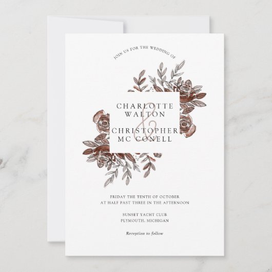 Rosa Blume Hochzeit Einladung (Vorderseite)