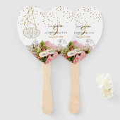 Rosa-Blume Hochzeit Fächer (Vorne und Hinten)