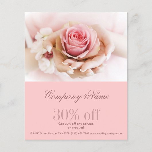 Rosa Blume Hochzeit Florist Flyer (Vorne)