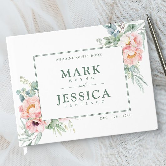 Rosa Blume Hochzeit Gästebuch