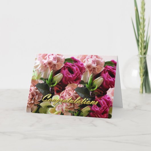 Rosa Blume Hochzeit Glückwunschkarte Karte (Vorderseite)