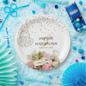 Rosa-Blume Hochzeit Pappteller (Party)