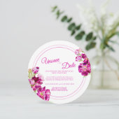 Rosa Blume Hochzeit unspeichern das Datum rund Einladung (Stehend Vorderseite)