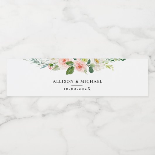 Rosa Blume Hochzeit Wasserflaschenetikett (Einzelnes Label)
