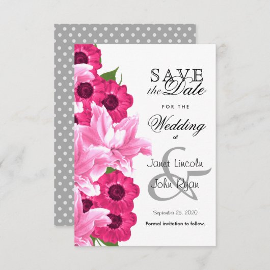 Rosa Blume Hochzeitsdesign - Save the Date (Vorne/Hinten)