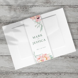 Rosa Blume Hochzeitsfeier Einladung Bauchband Port Einladungsbanderole