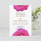 Rosa Blume Hochzeitsfeiern Einladung (Stehend Vorderseite)