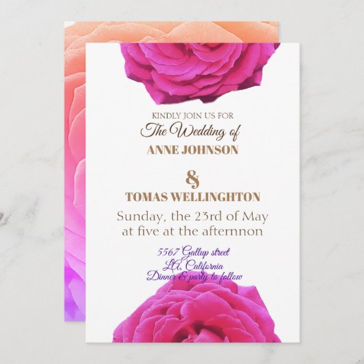 Rosa Blume Hochzeitsfeiern Einladung (Vorne/Hinten)