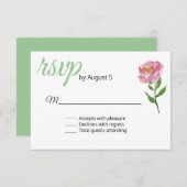 Rosa Blume Hochzeitskarte RSVP Karte (Vorne/Hinten)
