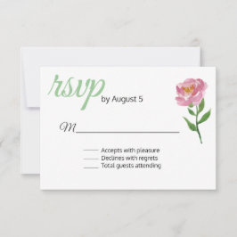 Rosa Blume Hochzeitskarte RSVP Karte
