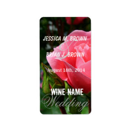 Rosa Blume Hochzeitsweinetiketten. Adressaufkleber