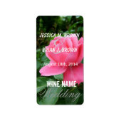 Rosa Blume Hochzeitsweinetiketten. Adressaufkleber (Vorne)