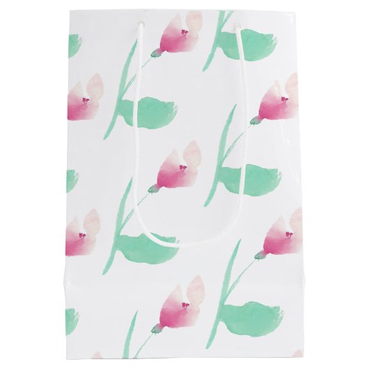 Rosa Blume Hübsch Abstrakt Mittlere Geschenktüte (Rückseite)