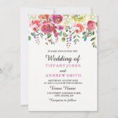 Rosa Blume Hübsche tropische Hochzeitseinladung Einladung (Vorderseite)