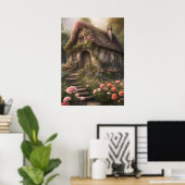 Rosa Blume Hütte Poster (Heimbüro)