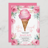 Rosa Blume Ice Creme Sommer Brautparty Party Einladung (Vorne/Hinten)