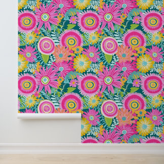 Rosa Blume im Boho-Stil Tapete