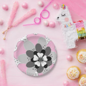 Rosa Blume im Frühjahr Pappteller (Party)