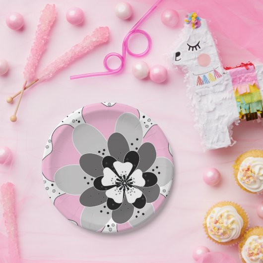 Rosa Blume im Frühjahr Pappteller (Party)