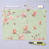 Rosa Blume im hellgrünen Hintergrund Seidenpapier (Handwerk)