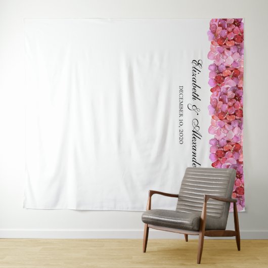 Rosa Blume im Hintergrund. Blumenhochzeit Wandteppich (Beispiel (Horizontal))