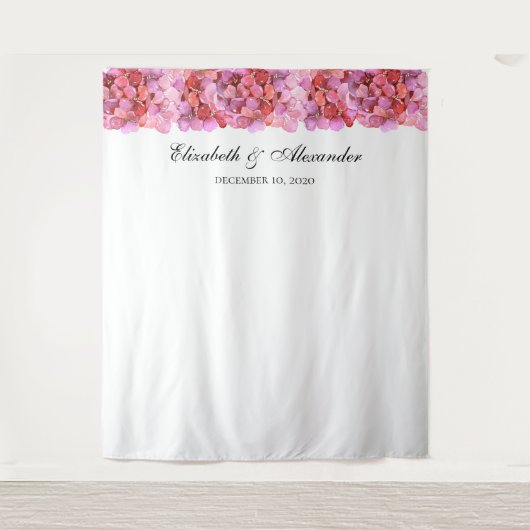 Rosa Blume im Hintergrund. Blumenhochzeit Wandteppich (Vorderseite)