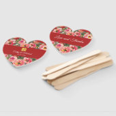 Rosa Blume im Hintergrund Doppelglückssymbol Fächer (Non-assembled)