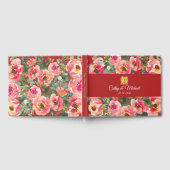 Rosa Blume im Hintergrund Doppelglückssymbol Gästebuch (Voll)