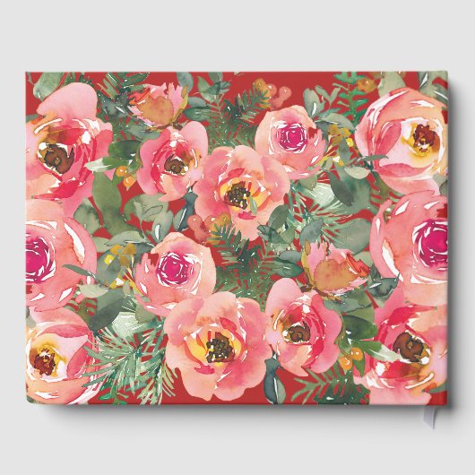 Rosa Blume im Hintergrund Doppelglückssymbol Gästebuch (Rückseite)