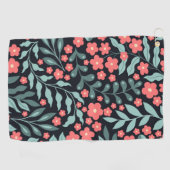 Rosa Blume im Retrostil im nordischen Stil Golfhandtuch (Horizontal)