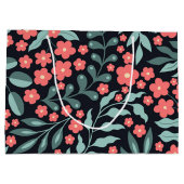 Rosa Blume im Retrostil im nordischen Stil Große Geschenktüte (Rückseite)