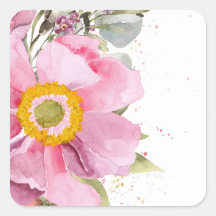 Rosa Blume im Wasser Quadratischer Aufkleber