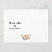 Rosa Blume in der Tafel Hochzeit Speichern Sie das Ankündigungspostkarte (Rückseite)