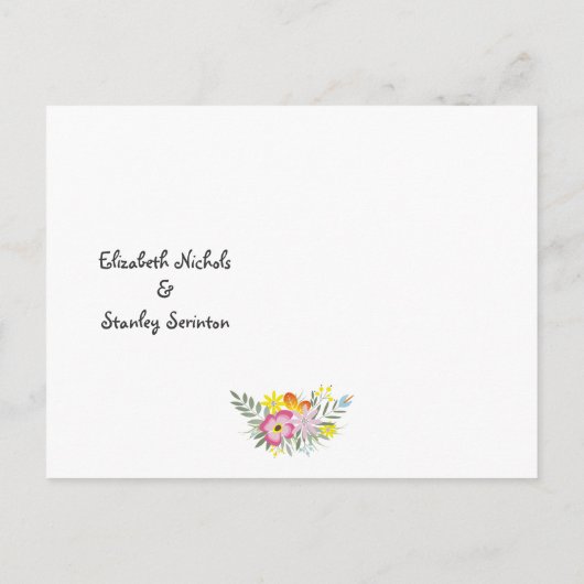 Rosa Blume in der Tafel Hochzeit Speichern Sie das Ankündigungspostkarte (Rückseite)