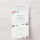 Rosa Blume in einem Rahmen All In One Einladung (Innen Boden)