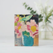Rosa Blume in einer Blauen Vase | Louis Valtat Postkarte (Stehend Vorderseite)
