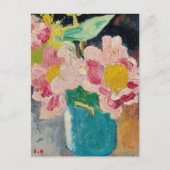 Rosa Blume in einer Blauen Vase | Louis Valtat Postkarte (Vorderseite)