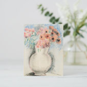 Rosa Blume in einer Vase | Christopher Wood Postkarte (Stehend Vorderseite)
